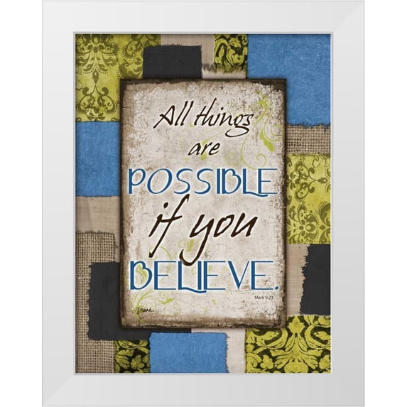 Stimson, Diane 12x14 White Modern Wood Framed Museum Art Print Titled - Patch Work Believe