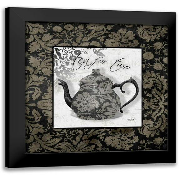 Stimson, Diane 15x15 Black Modern Framed Museum Art Print Titled - Gray Tea Damask
