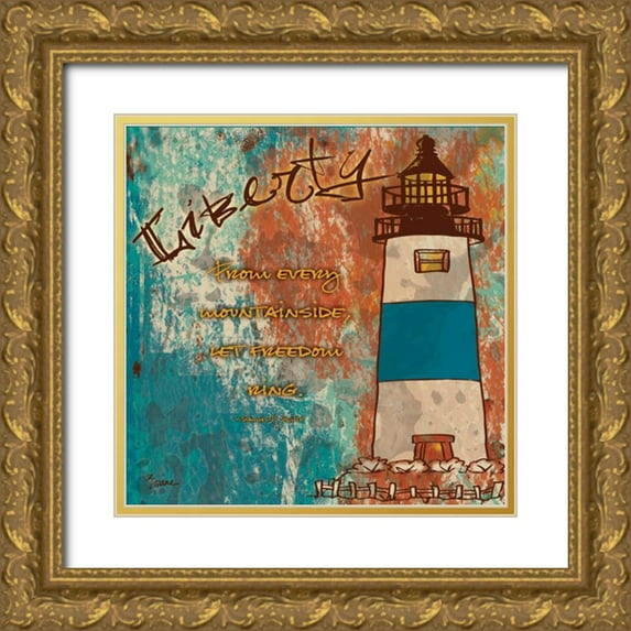 Stimson, Diane 15x15 Gold Ornate Wood Framed with Double Matting Museum Art Print Titled - Lighthouse 2