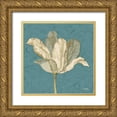 thumbnail image 1 of Stimson, Diane 15x15 Gold Ornate Wood Framed with Double Matting Museum Art Print Titled - Muted Teal Behind Tulip, 1 of 4