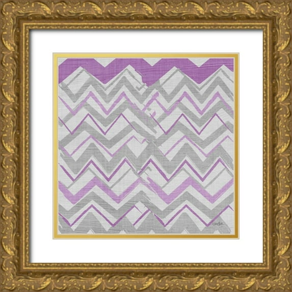 Stimson, Diane 15x15 Gold Ornate Wood Framed with Double Matting Museum Art Print Titled - Orchid Gray Stripes 1
