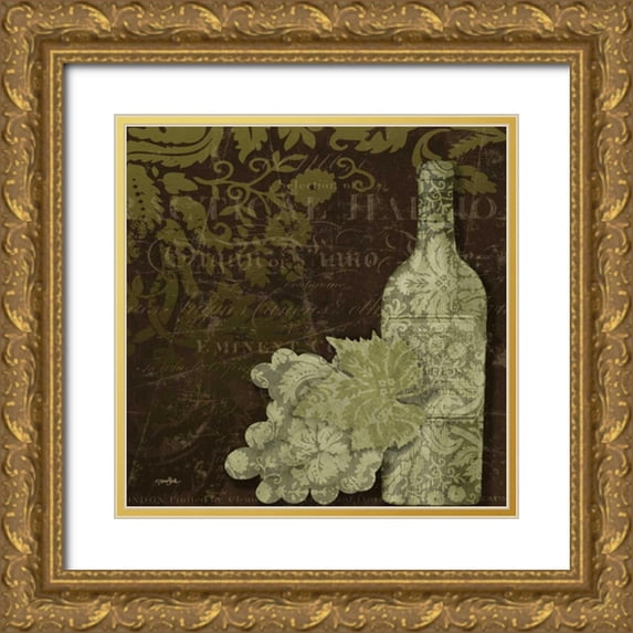 Stimson, Diane 15x15 Gold Ornate Wood Framed with Double Matting Museum Art Print Titled - White Wine Damask