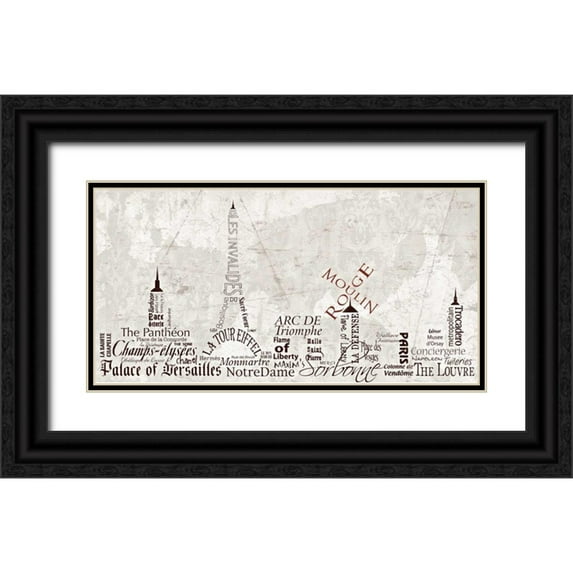 Stimson, Diane 18x11 Black Ornate Wood Framed with Double Matting Museum Art Print Titled - Paris Skyline Warm