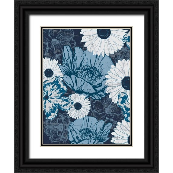 Stimson, Diane 19x24 Black Ornate Wood Framed with Double Matting Museum Art Print Titled - Floral Toile 3