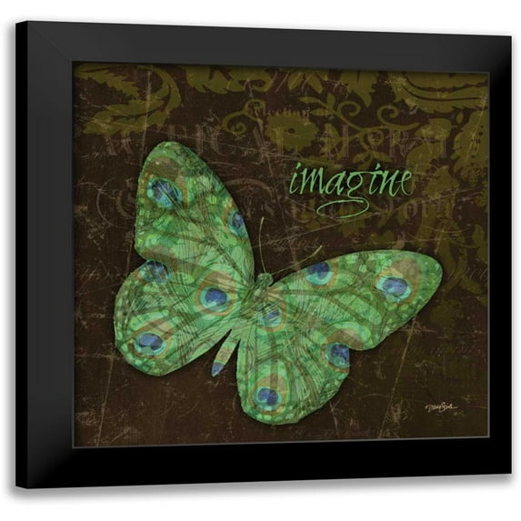 Stimson, Diane 20x20 Black Modern Framed Museum Art Print Titled - Peacock Bfly 3