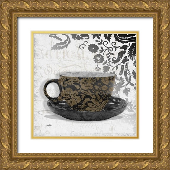 Stimson, Diane 20x20 Gold Ornate Wood Framed with Double Matting Museum Art Print Titled - Coffee Damask 1