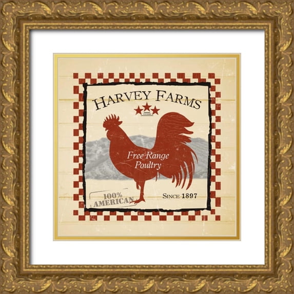 Stimson, Diane 20x20 Gold Ornate Wood Framed with Double Matting Museum Art Print Titled - Harvey Farms Poultry