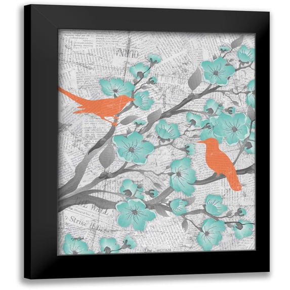 Stimson, Diane 20x24 Black Modern Framed Museum Art Print Titled - Cherry Blossom Birds 5