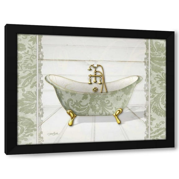 Diane Stimson 24x19 Black Modern Wood Framed Wall Art Titled - Damask Tub 2