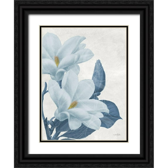 Stimson, Diane 25x32 Black Ornate Wood Framed with Double Matting Museum Art Print Titled - Magnolia Blues 1