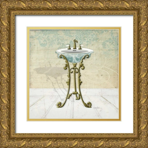 Stimson, Diane 26x26 Gold Ornate Wood Framed with Double Matting Museum Art Print Titled - Lacey Sink 3
