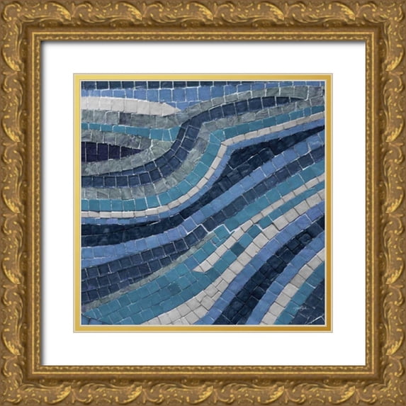 Stimson, Diane 26x26 Gold Ornate Wood Framed with Double Matting Museum Art Print Titled - Navy Mosaic 1