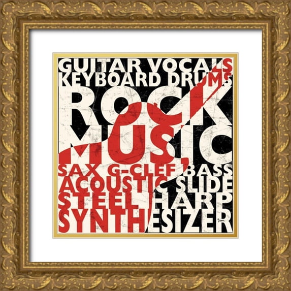 Stimson, Diane 26x26 Gold Ornate Wood Framed with Double Matting Museum Art Print Titled - Rock Music 1