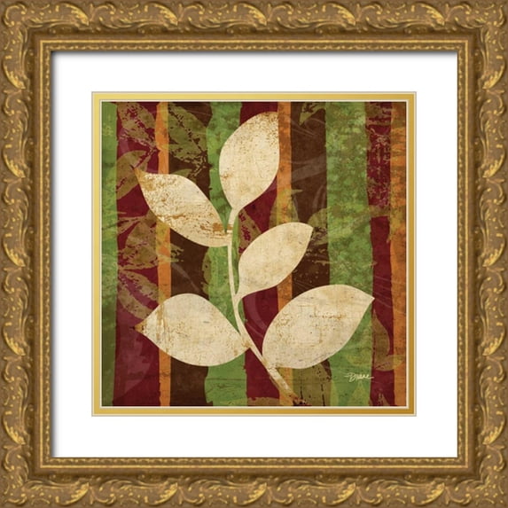 Stimson, Diane 26x26 Gold Ornate Wood Framed with Double Matting Museum Art Print Titled - Spice Leaf 1
