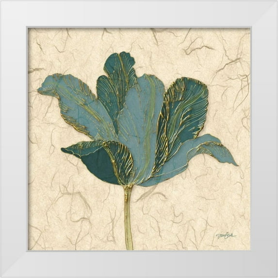Stimson, Diane 26x26 White Modern Wood Framed Museum Art Print Titled - Muted Teal Tulip 2