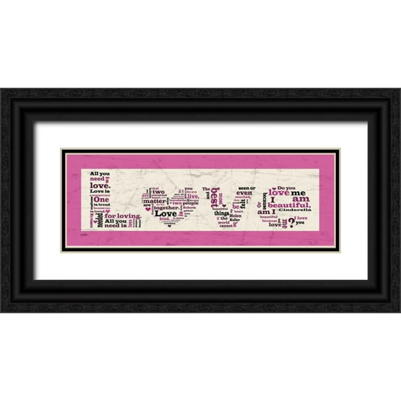 Stimson, Diane 32x14 Black Ornate Wood Framed with Double Matting Museum Art Print Titled - Pink Love