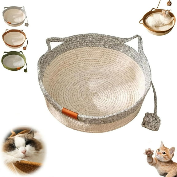 Stimulicat Cat Bed, Stimulicat Handwoven Basket, Cat Bed Rope Cotton, Cats Ear Design, Breathable & Easy to Clean, All Season Universal, for Small & Large Cats & Dog