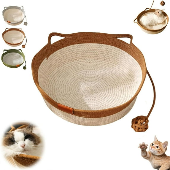 Stimulicat Cat Bed, Stimulicat Handwoven Basket, Cat Bed Rope Cotton, Cats Ear Design, Breathable & Easy to Clean, All Season Universal, for Small & Large Cats & Dog