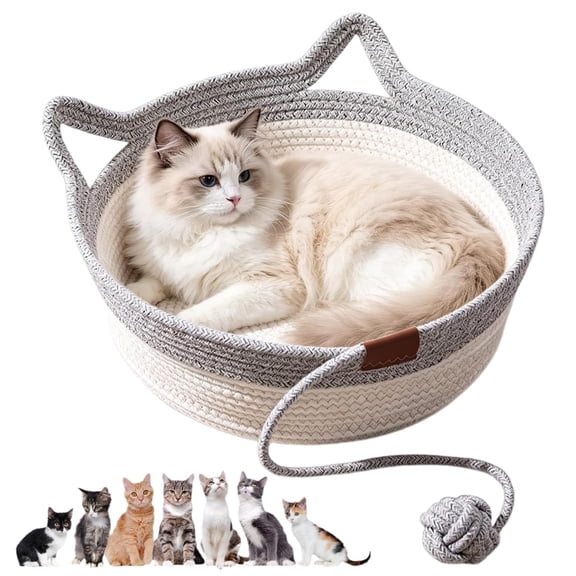 Stimulicat Handwoven Cat Basket, Instinct Basket for Cats, Rope Basket Bed with Scratch Surface