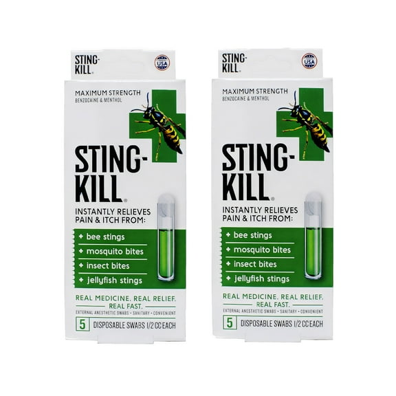 Sting-Kill External Anesthetic Disposable Swabs with Benzocaine Anti-Itch, 5 Count, 2 Pack