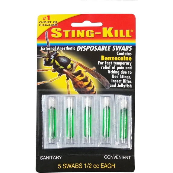Sting-Kill First Aid Anesthetic Swabs, Instant Pain + Itch Relief, 5 Ea, 2 Pack