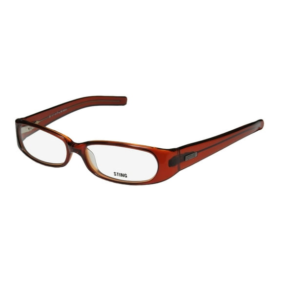 Sting New 6281 Women's/Ladies’ Designer Full-Rim Terracotta/Clear Plastic Temples Hip & Chic Modern Frame Demo Lenses 53-15-135 Spring Hinges Eyeglasses/Spectacles