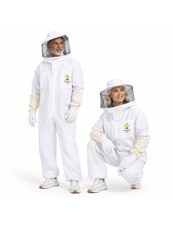 Sting Proof Full Body Bee Suit with Veils and Gloves, Size M for 5'3" – 5'7"