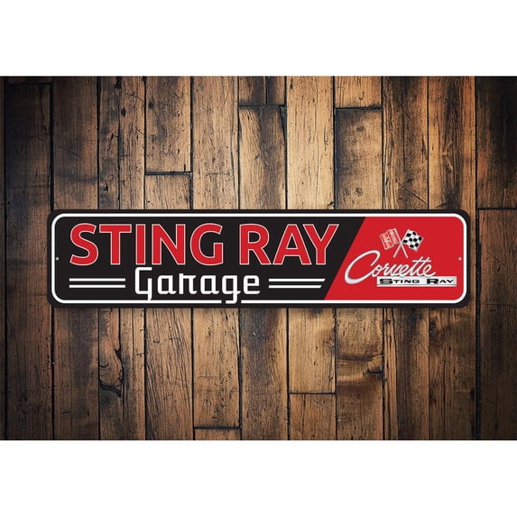 Sting Ray Corvette Novelty Decor, Metal Wall Sign - 4x18 Inches