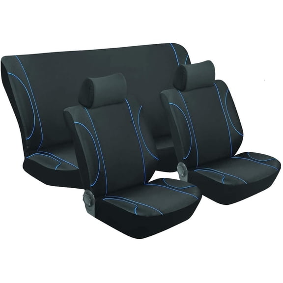 StingRay Monaco Black/Blue, Car Seat Protector, Interior Car Accessories, Front and Bench Seat Covers, Washable, Fabric, Spill Protectant, Stain Protectant, Easy Installation, Universal