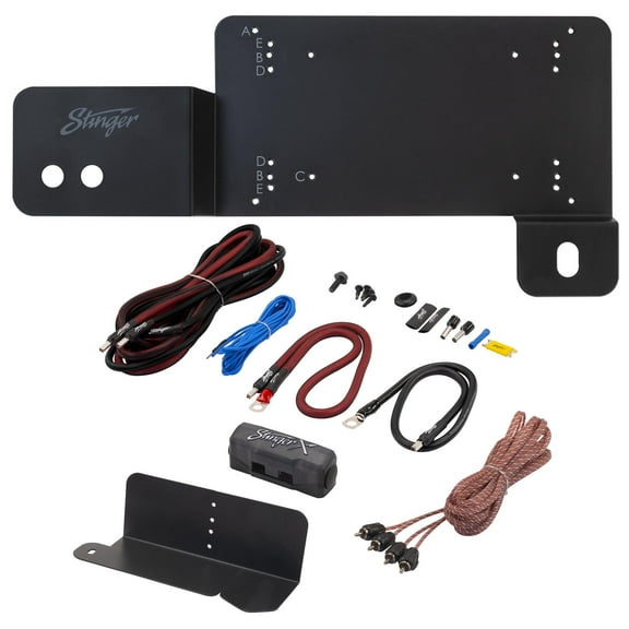 Stinger BRCOAMPBRKTD Amp Bracket - Driver Side With STXKBR8 Underseat Amplifier 8-gauge Wiring Kit Compatible With Ford Bronco