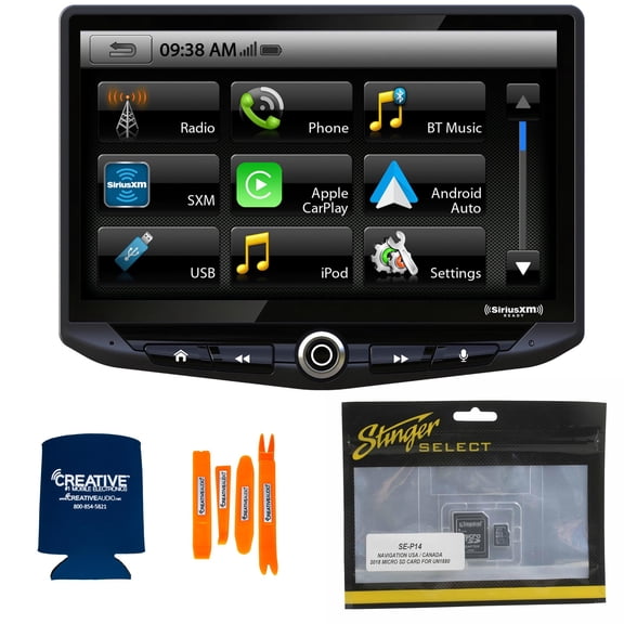 Stinger HEIGH10 UN1810 10" Touch Screen Multimedia Receiver Single-DIN Mounting with SE-P14 IGO Navigation Add-on SD Card