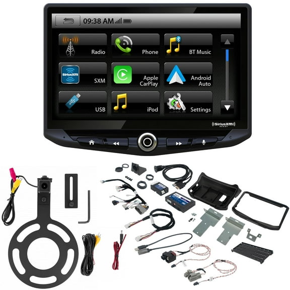 Stinger Heigh10 UN1810 Receiver, CarPlay/Android Auto, SRK-JK11H Install Kit & PCAM-JP3 Rear Camera for UN1810 Compatible With Wrangler JK 11-18