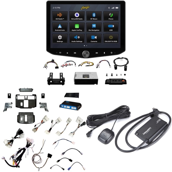 Stinger Ix210 Horizon10 10.1-Inch Floating Multimedia Infotainment Display System With Sr-Run10hx Toyota 4Runner Installation Kit For Horizon10 Multimedia Head Unit And Sxv300v1 Sat Radio Tuner