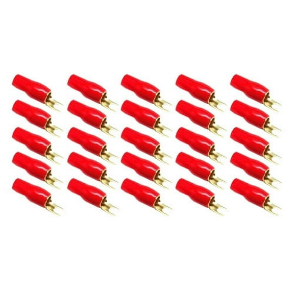 Stinger S4GBSBR Car Stereo Gold 4Ga Power Wire Red Spade Terminals 25 Pack