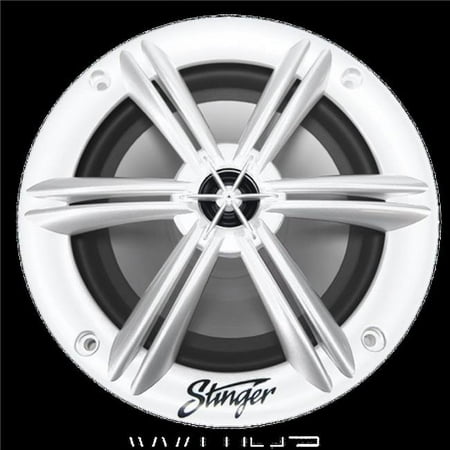 Stinger - 6.5” 2-Way Marine Coaxial Speakers with Poly Carbon Cones (Pair) - White