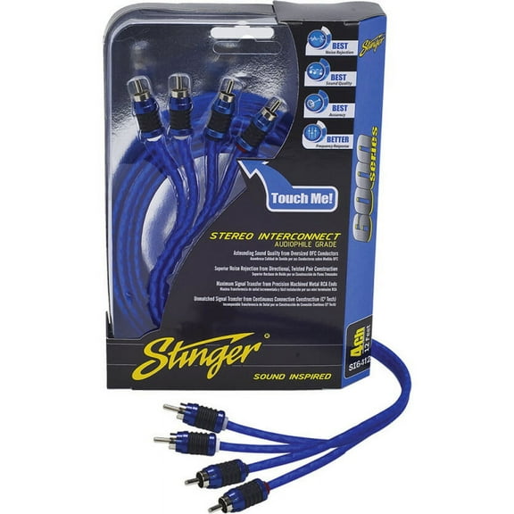 Stinger SI6412 12 Foot 4 Channel 6000 Series RCA Interconnect Cable