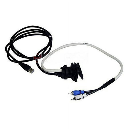 Stinger - 1.7’ Marine Series 3.5mm Audio Input to Male RCA with USB 3.0 Port - Black