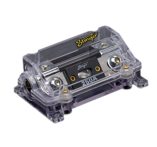 Stinger SPD5204 Hi-Quality Chrome Anl Fuse Holder 1/0 Gauge Input And Output