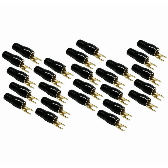 Stinger SPT8124B Gold 4 Gauge Input To #8 Spade Terminal (25 Pack) Black New