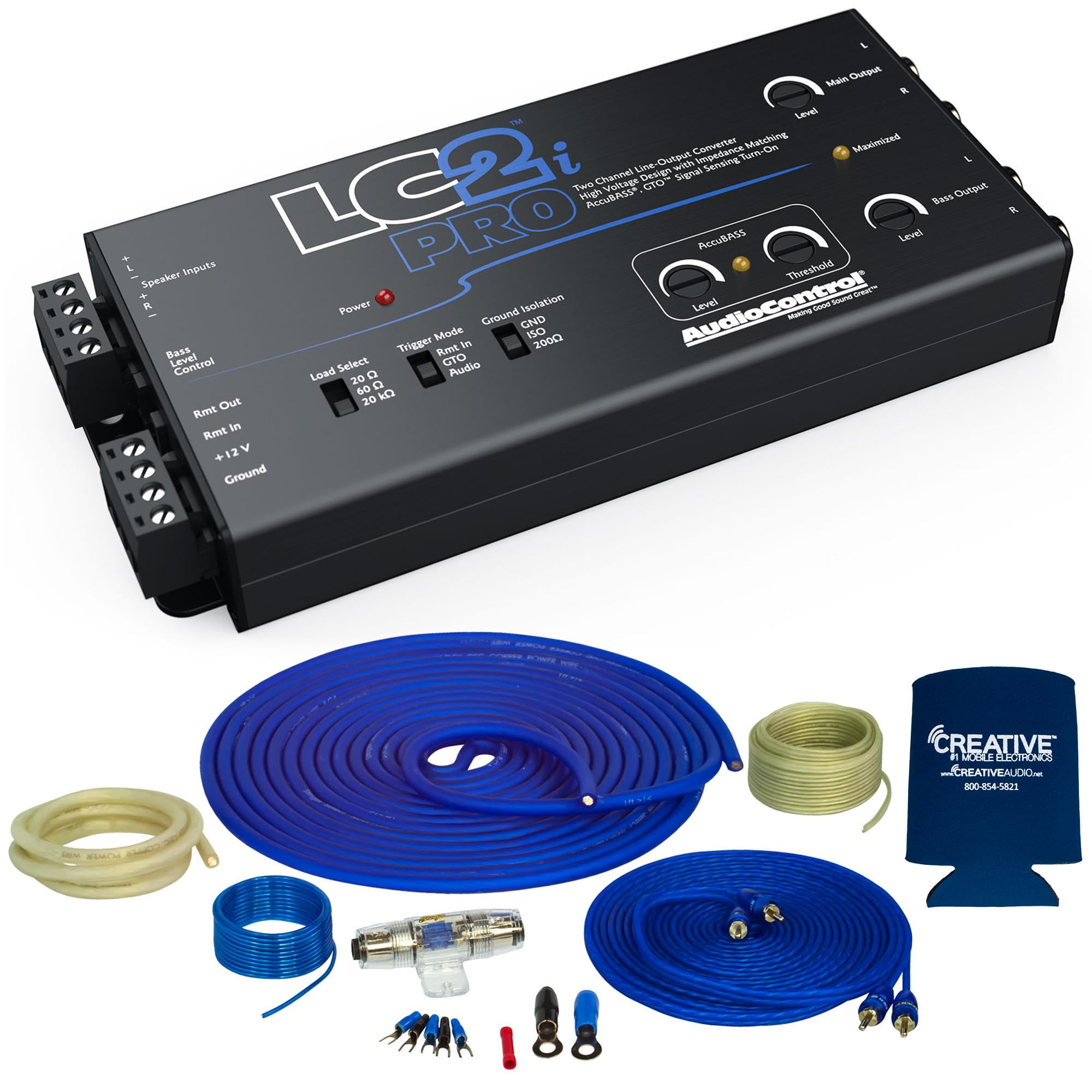 Stinger SS1200XS 4GA Copper 1200W Amplifier Wiring Kit with AudioControl LC2i-PRO 2-channel line output converter