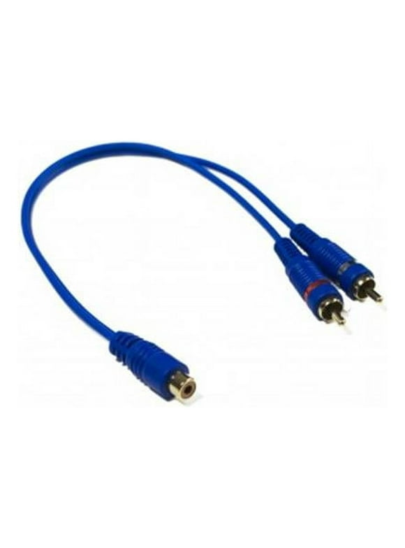 Stinger SSIBY2M 2M-1F Blue RCA Interconnects Y-Adapter