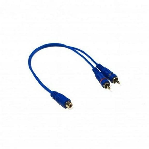 Stinger SSIBY2M 2M-1F Blue RCA Interconnects Y-Adapter