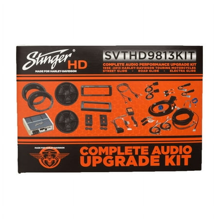 Stinger - Complete Plug-and-Play 350W Audio System for Select 1998-2013 Harley-Davidson Touring Motorcycles - Black/Silver