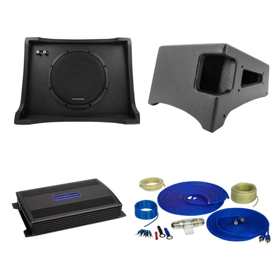 Stinger TXTRB10 Loaded Underseat 10-inch Subwoofer Enclosure with TXTRB10BB Add-on Extention Port, ASA3 400.1 Mono Amplifier and Wiring Kit