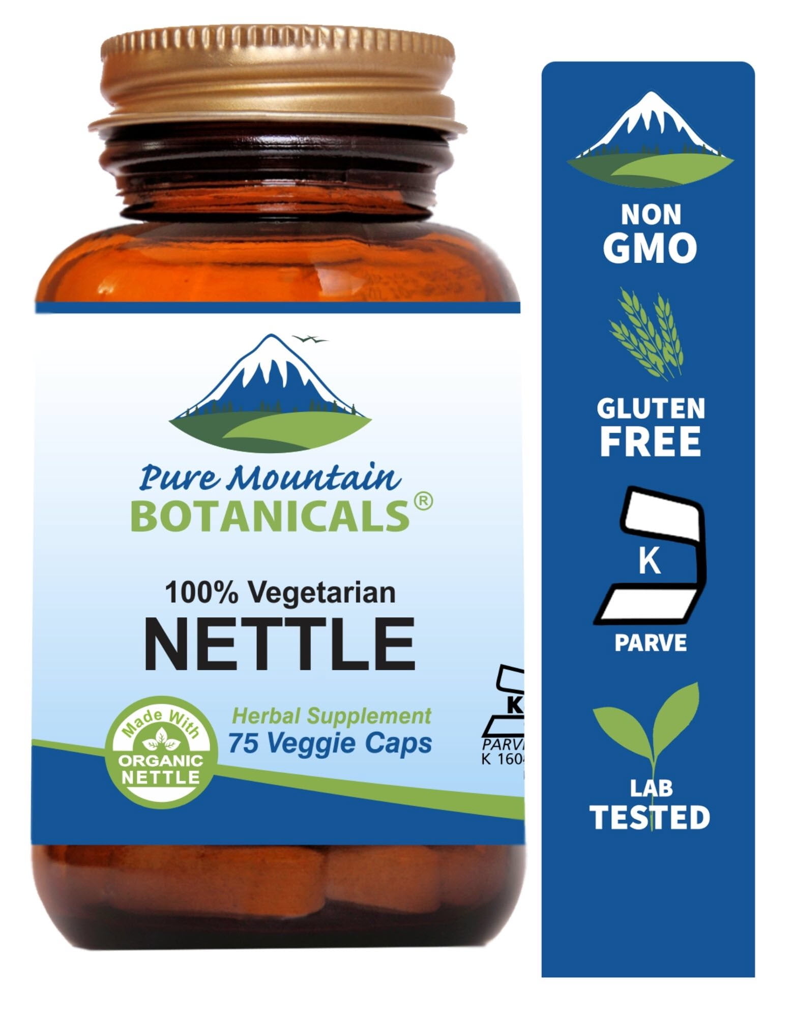 Pure Mountain Botanicals Organic Stinging Nettle Leaf 75 Kosher Vegan