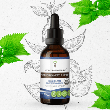 Secrets Of The Tribe Stinging Nettle Leaf Organic Dietary Supplement, Natural Herbal Tincture for Hormonal Support, Certified Organic Stinging Nettle (Urtica Dioica) Dried Root, Alcohol-Free, 2 oz