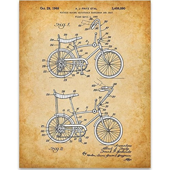 Stingray Bicycle Patent Print - 11x14 Unframed Patent Print - Great Gift for Bicyclists and Outdoor Lovers