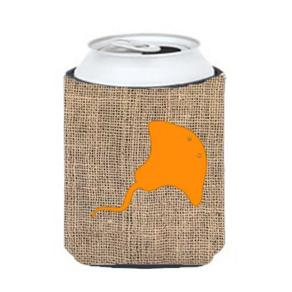 Stingray Burlap And Orange Can Or Bottle Hugger