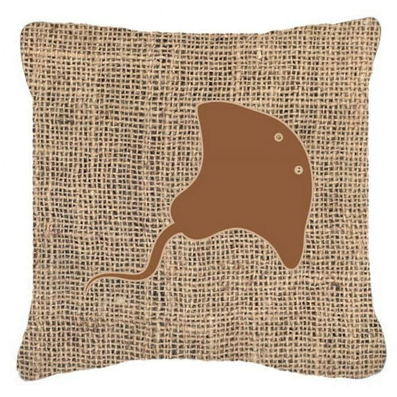 Stingray Burlap and Brown Indoor & Outdoor Decorative Fabric Pillow - 18 x 18 in.
