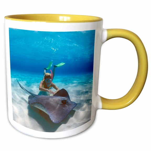 3drose, Stingray City, Grand Cayman, Cayman Islands, Caribbean-ca42 Gjo0109 - Greg Johnston, 11oz Two-tone Yellow Mug